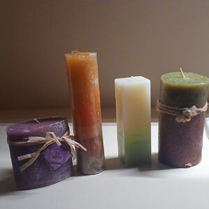 Assorted Scented Candle Set - Purple, Orange, Green, White